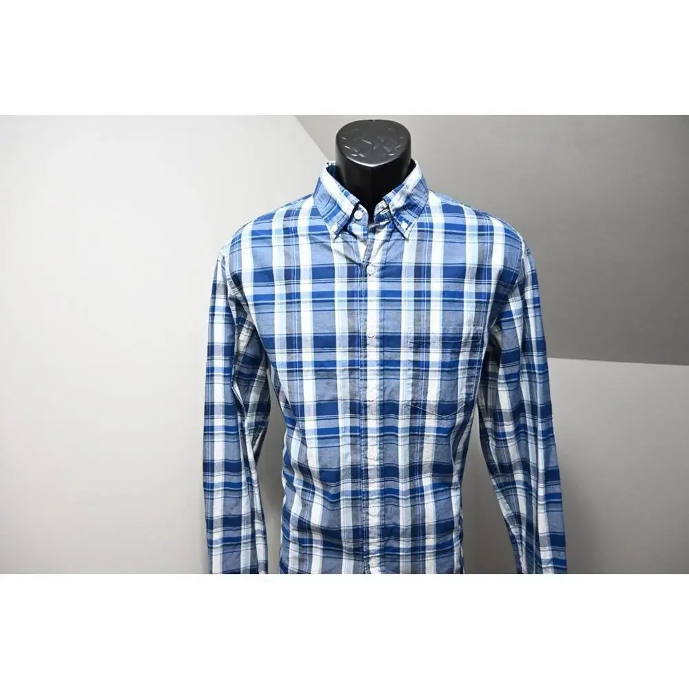 J Crew Flex Wash Dress Shirt Plaid Classic‎ Stretch Long Sleeve Mens Sz Medium